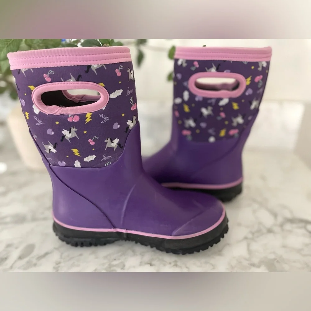 BOGS Kids‎ Classic Boots Pegasus Purple Big Kids Size 1 Waterproof Rain Snow